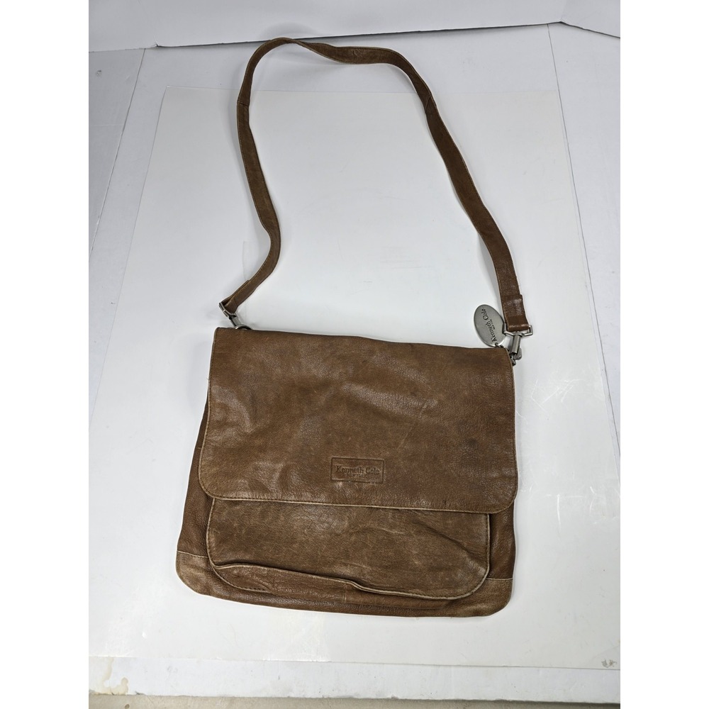 Kenneth Cole New York Genuine Leather Tan Shoulder Strap Purse Handbag Zipper